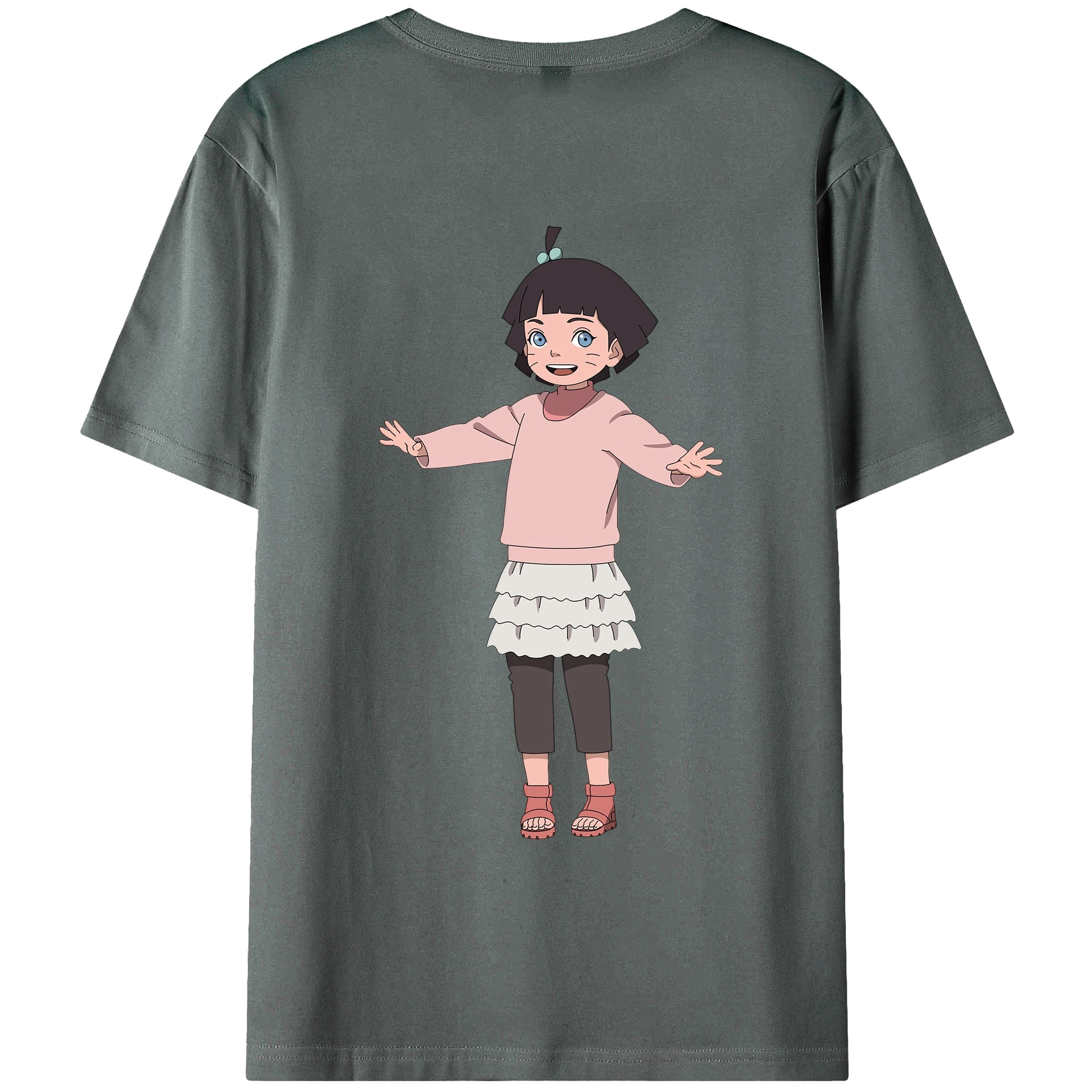 （画像用） NARUTO -ナルト- うずまき ヒマワリ Uzumaki Himawari 綿100％ メンズ半袖Tシャツ（バックプリント） 通気性